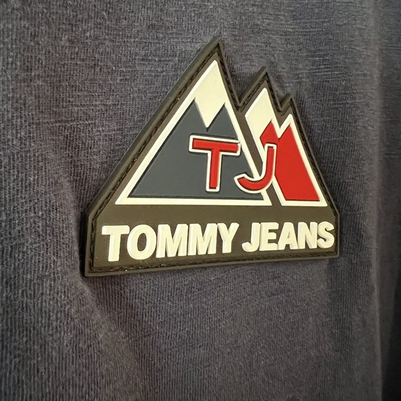 Tommy Jeans USA Men’s Medium Mountain Logo Long Sleeve Spell out T-Shirt Blue - Picture 5 of 11
